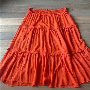 Boden Orange Tiered Midi Skirt Casual Resort Wear